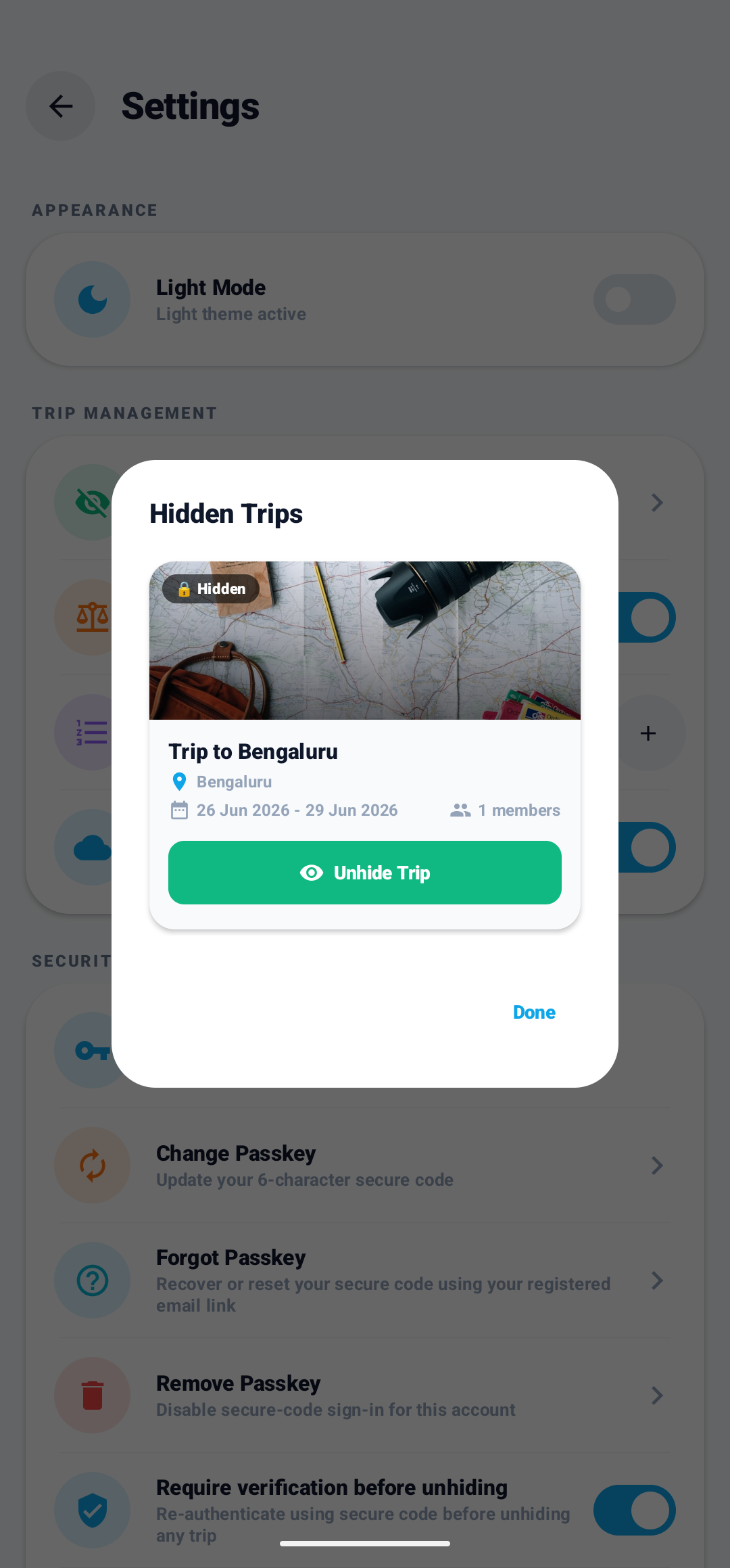 Hide / Unhide Trips